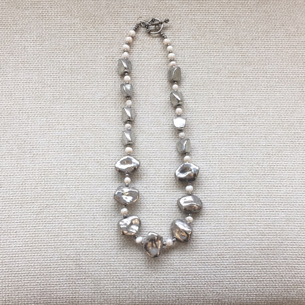 Long silver necklace